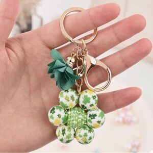 At. Patrick’s Day Floral Purse Charm Keychain with Green Accents